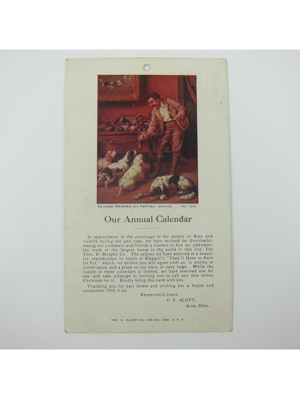 Postcard Osthaus Huntsman Returning Home Dogs FF Scott Ross Ohio Antique 1907
